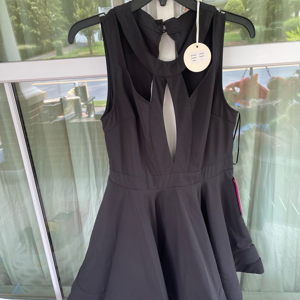 PromGirl Black Halter Cut Out Dress